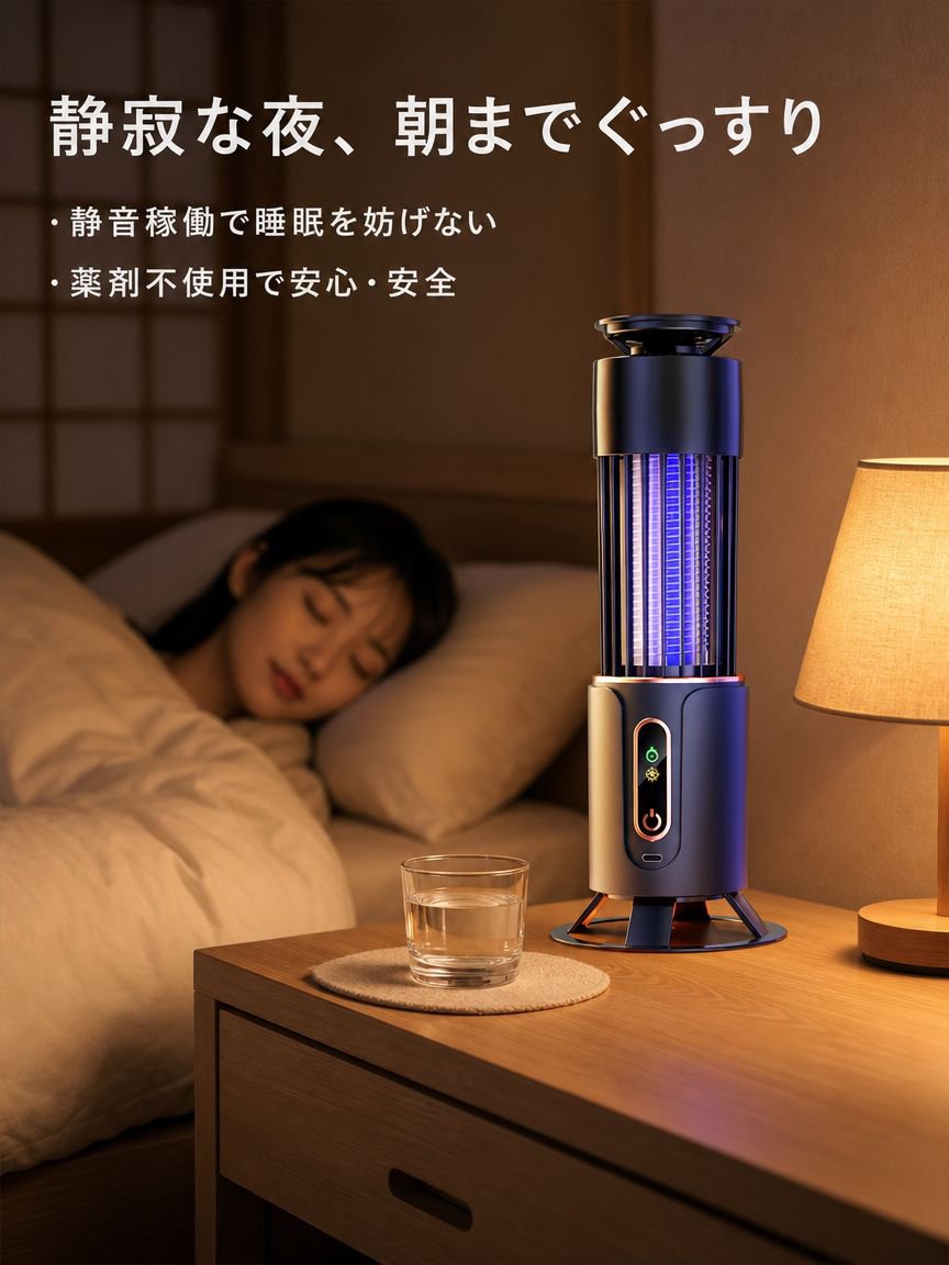 ポータブルUSB紫外線電気ショック蚊取りランプ 家庭用・レストラン・寝室用 3in1多機能