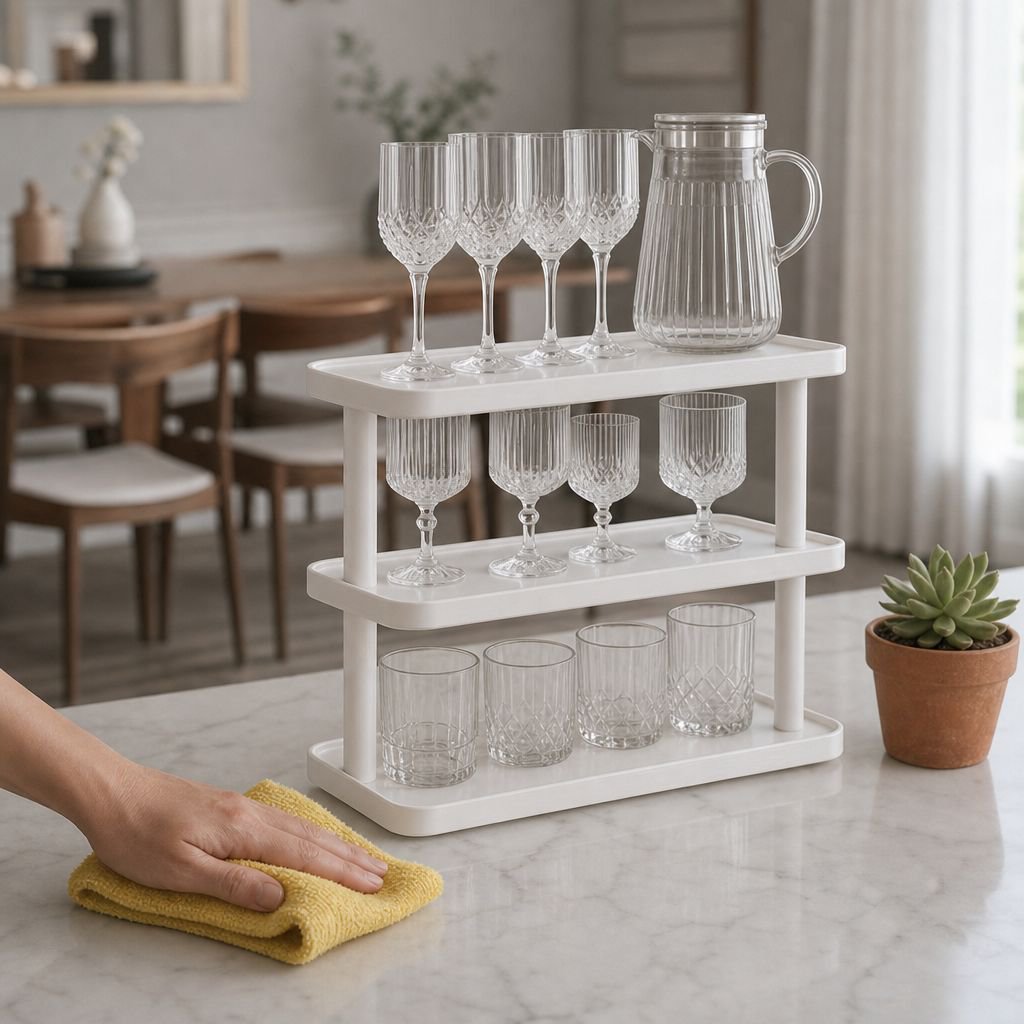Organisation des gobelets et tasses sur l’étagère de bureau