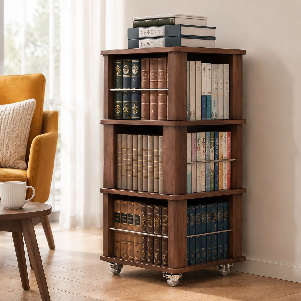 Second-hand Rotatable Magazine Stand Movable Children's Bookshelf for Living Room