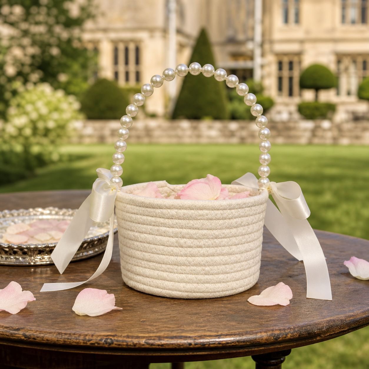 Princess Style Cotton Rope Flower Basket for Wedding
