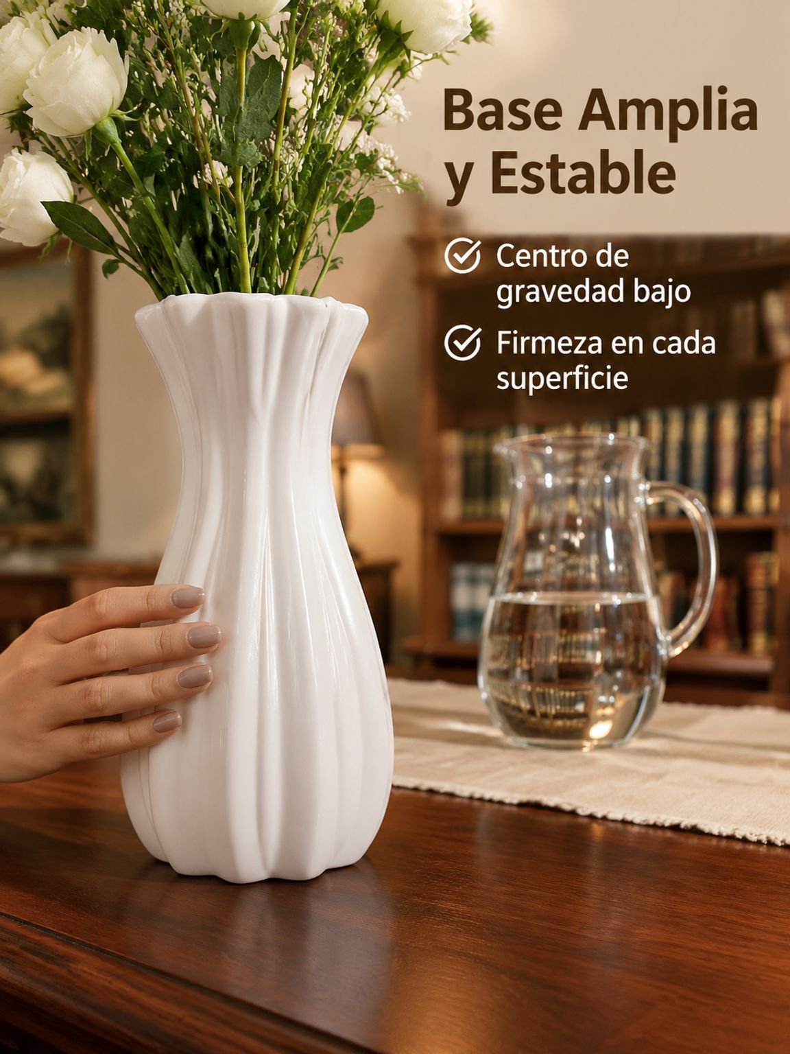 Jarrón y maceta de plástico con flores artificiales, adorno retro para el hogar