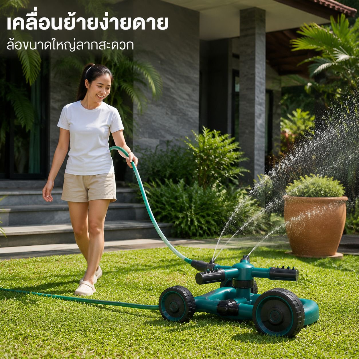 ระบบสปริงเกลอร์เคลื่อนที่สำหรับสวนและสนามหญ้า