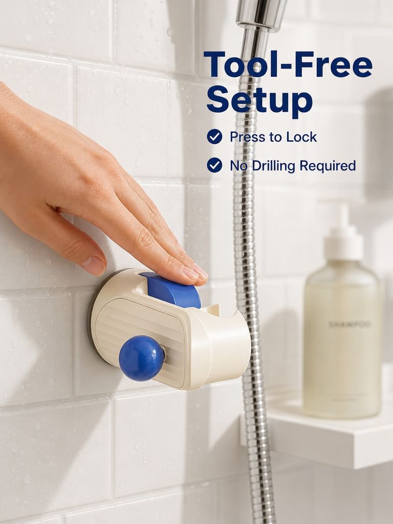 No-Drill Suction Cup Shower Head Mount