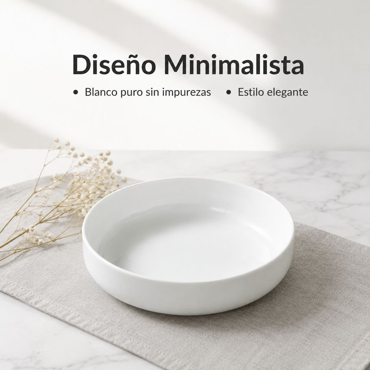 Plato de cerámica blanco puro