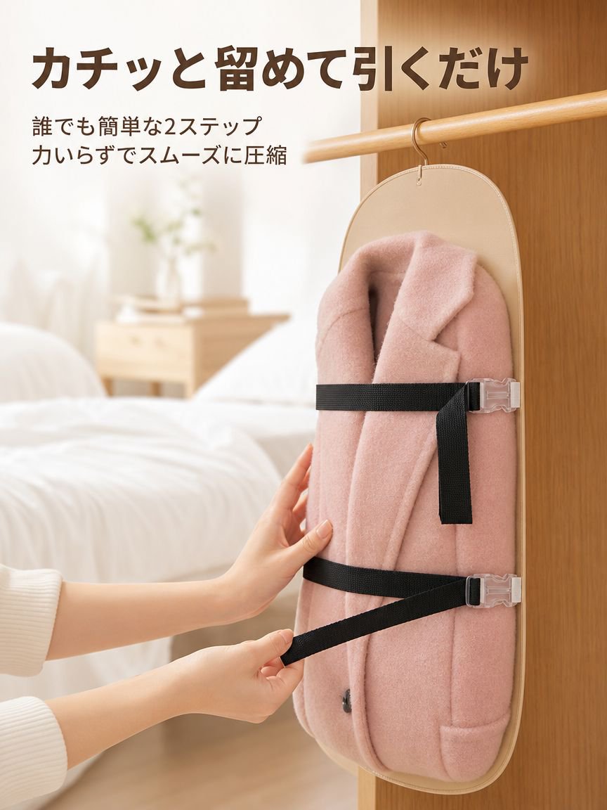 壁掛け式衣類収納圧縮ボード
