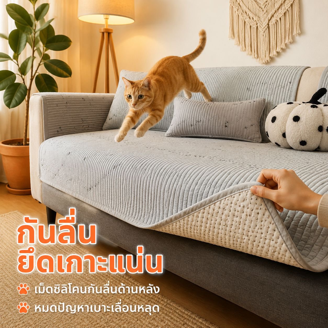 เบาะรองโซฟาสีพื้น สไตล์นอร์ดิก สำหรับทุกฤดู