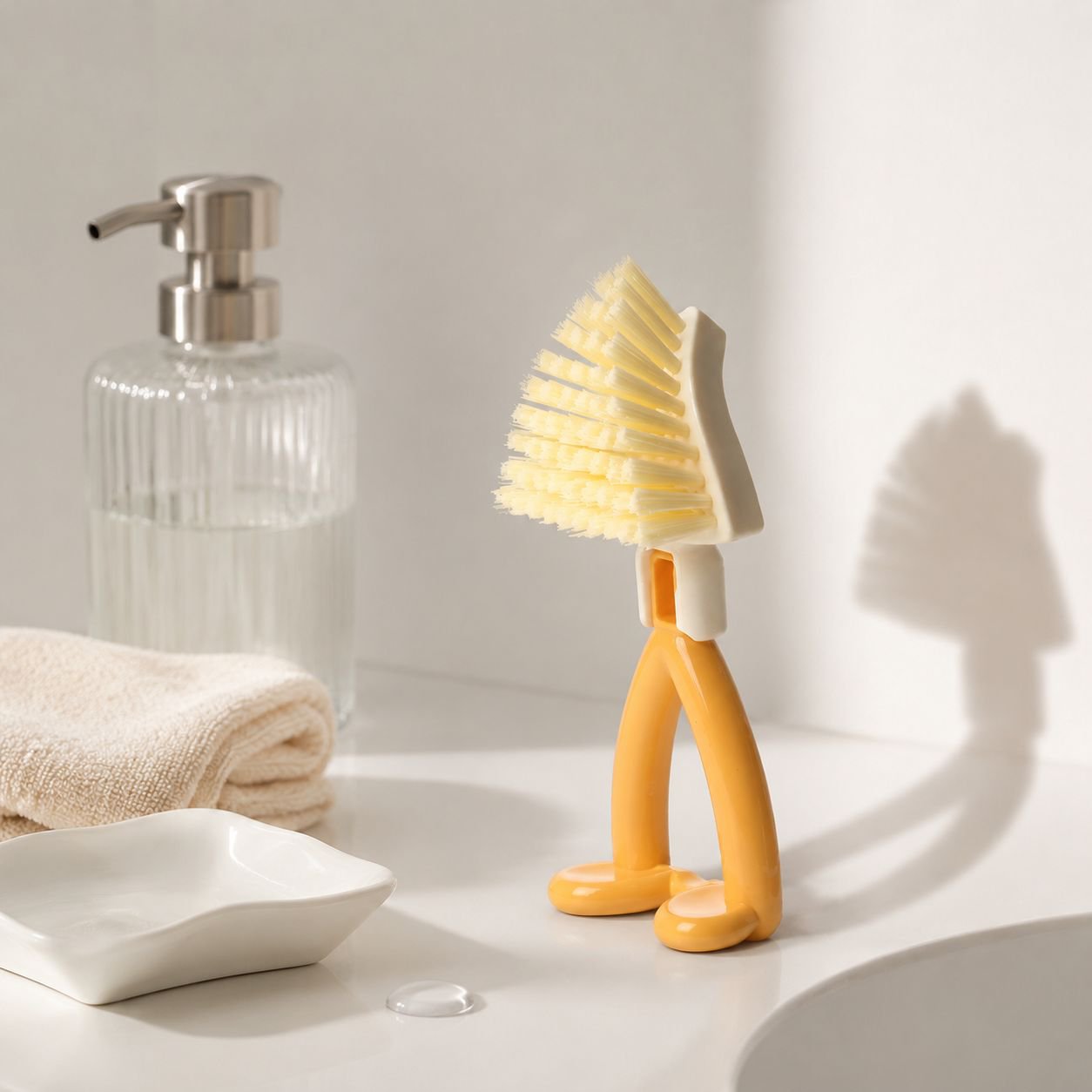 Cross-Border Gap Cleaning Fiber Brush, Triangular Brush, Foldable Draining Rack, Kitchen Countertop,
