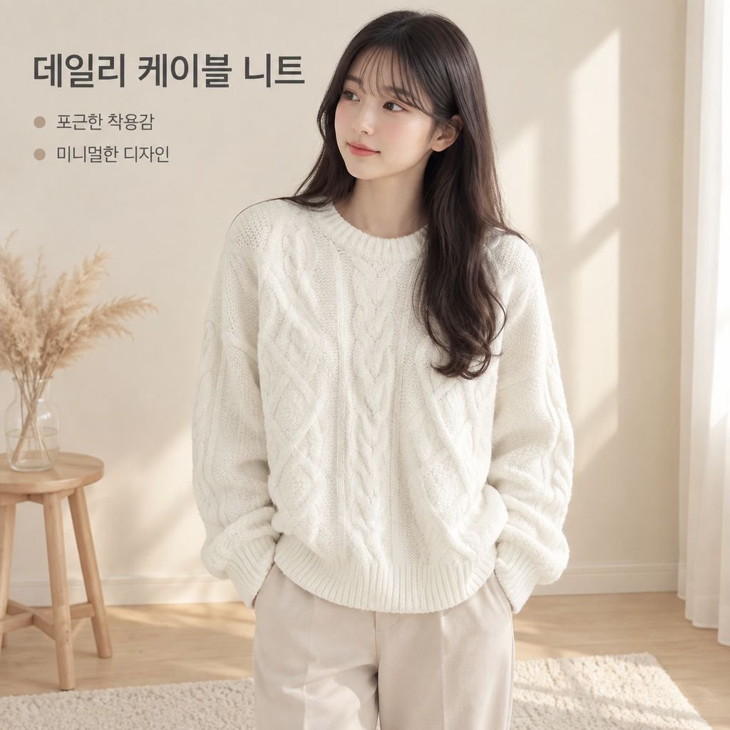 여성용 활용도 높은 루즈핏 크루넥 풀오버 스웨터
