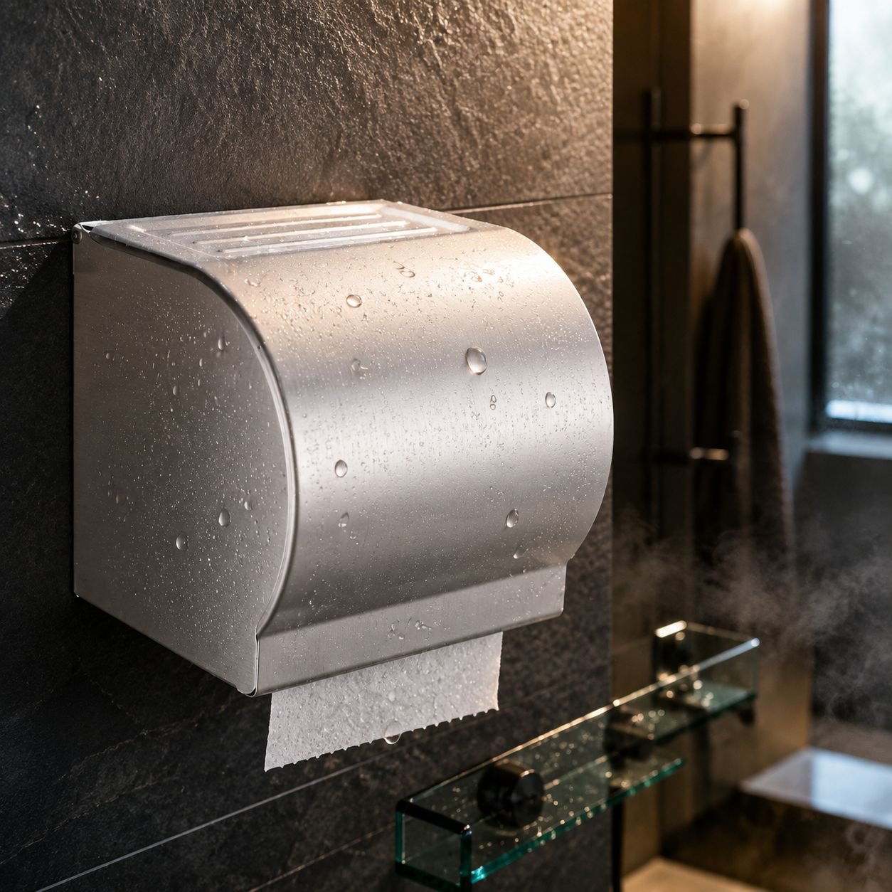Durable wall-mounted tissue box in modern bathroom
