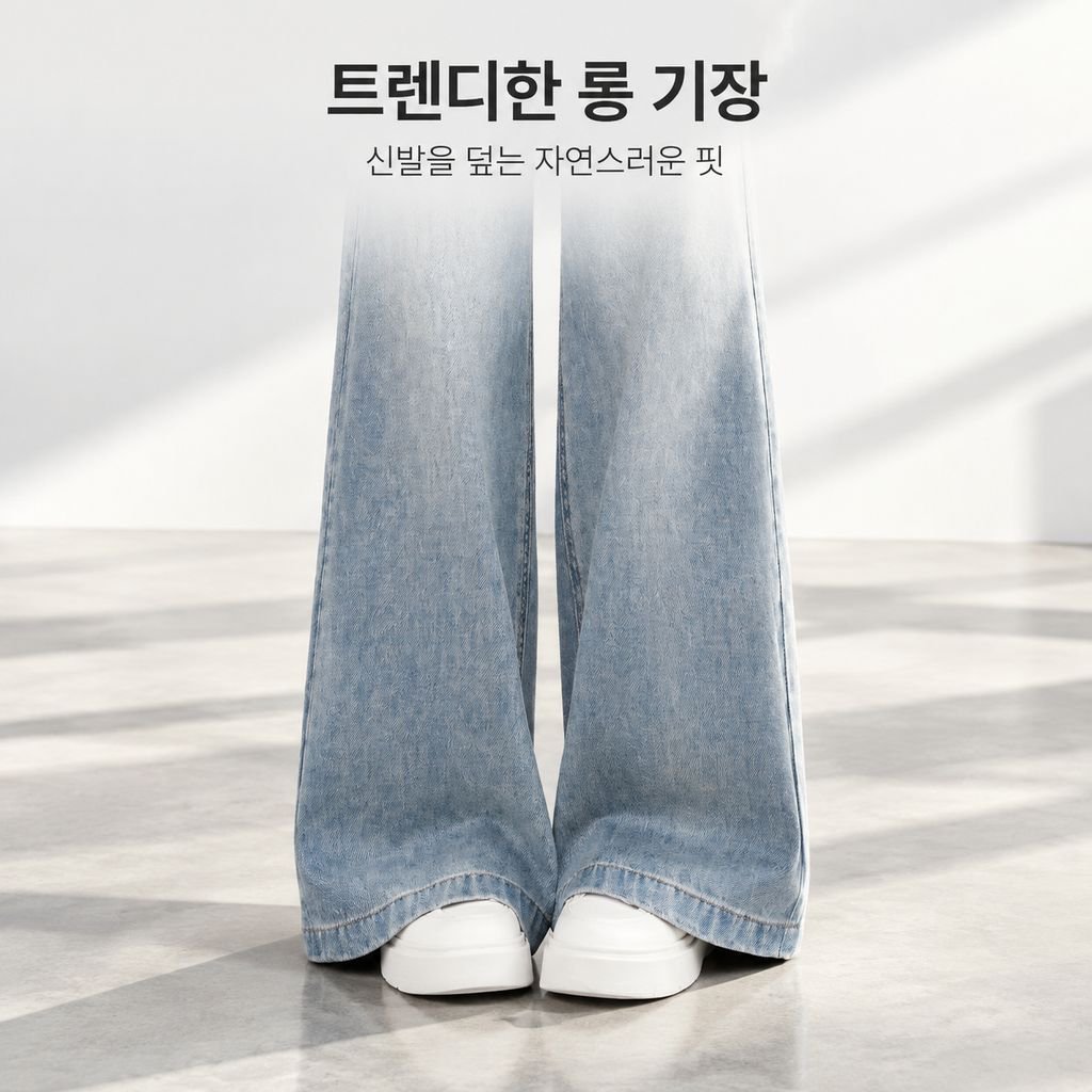 여유로운 핏의 스트레이트 와이드 레그 디자인으로 편안함을 강조