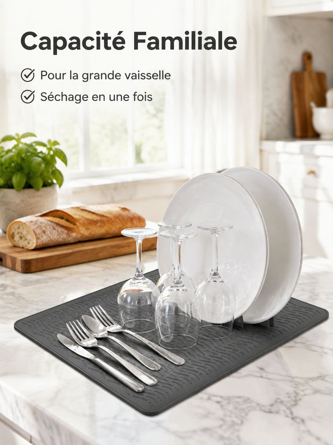 Tapis égouttoir en silicone pour cuisine