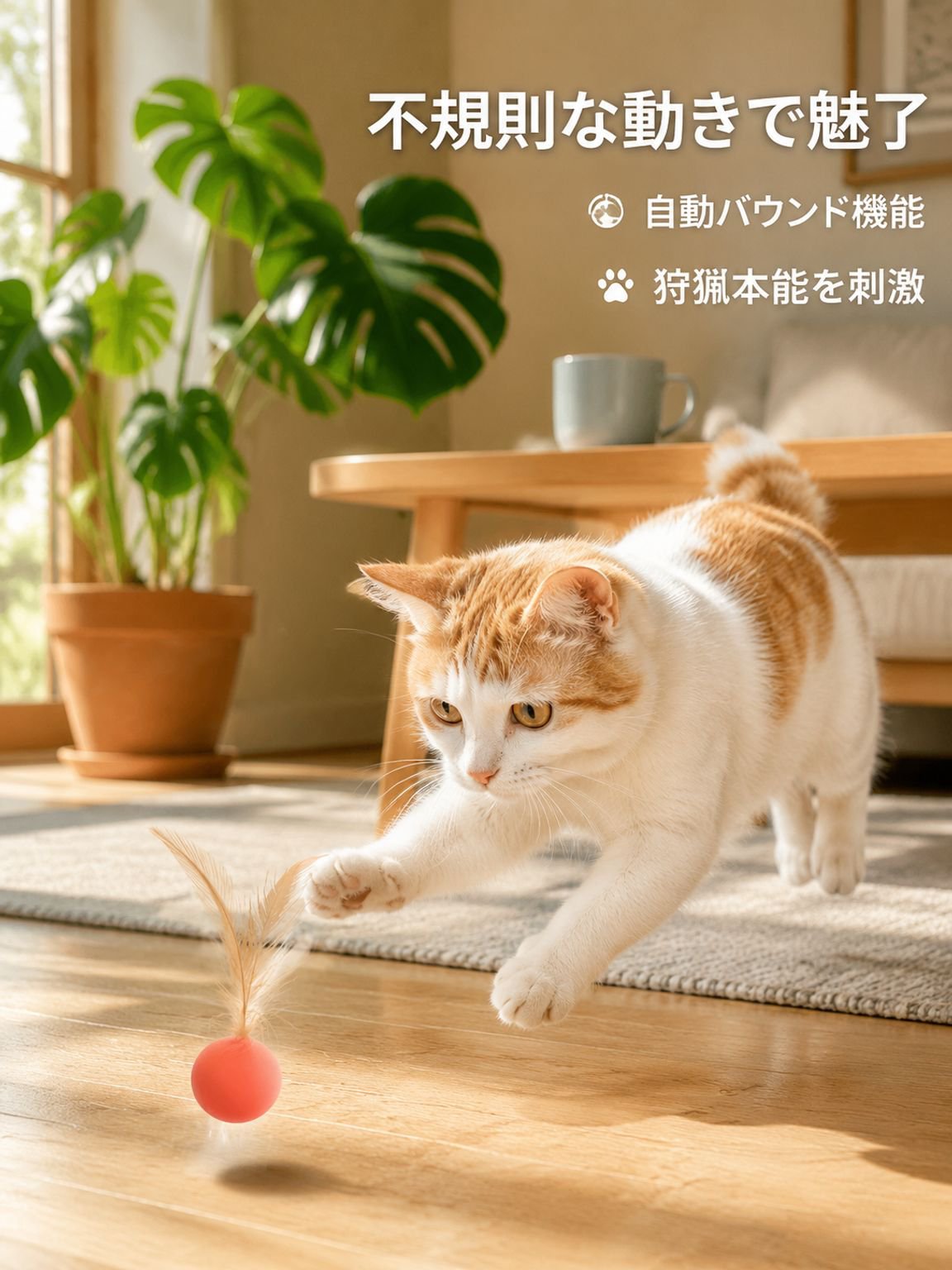 ペット猫用羽根付きジャンピングボール