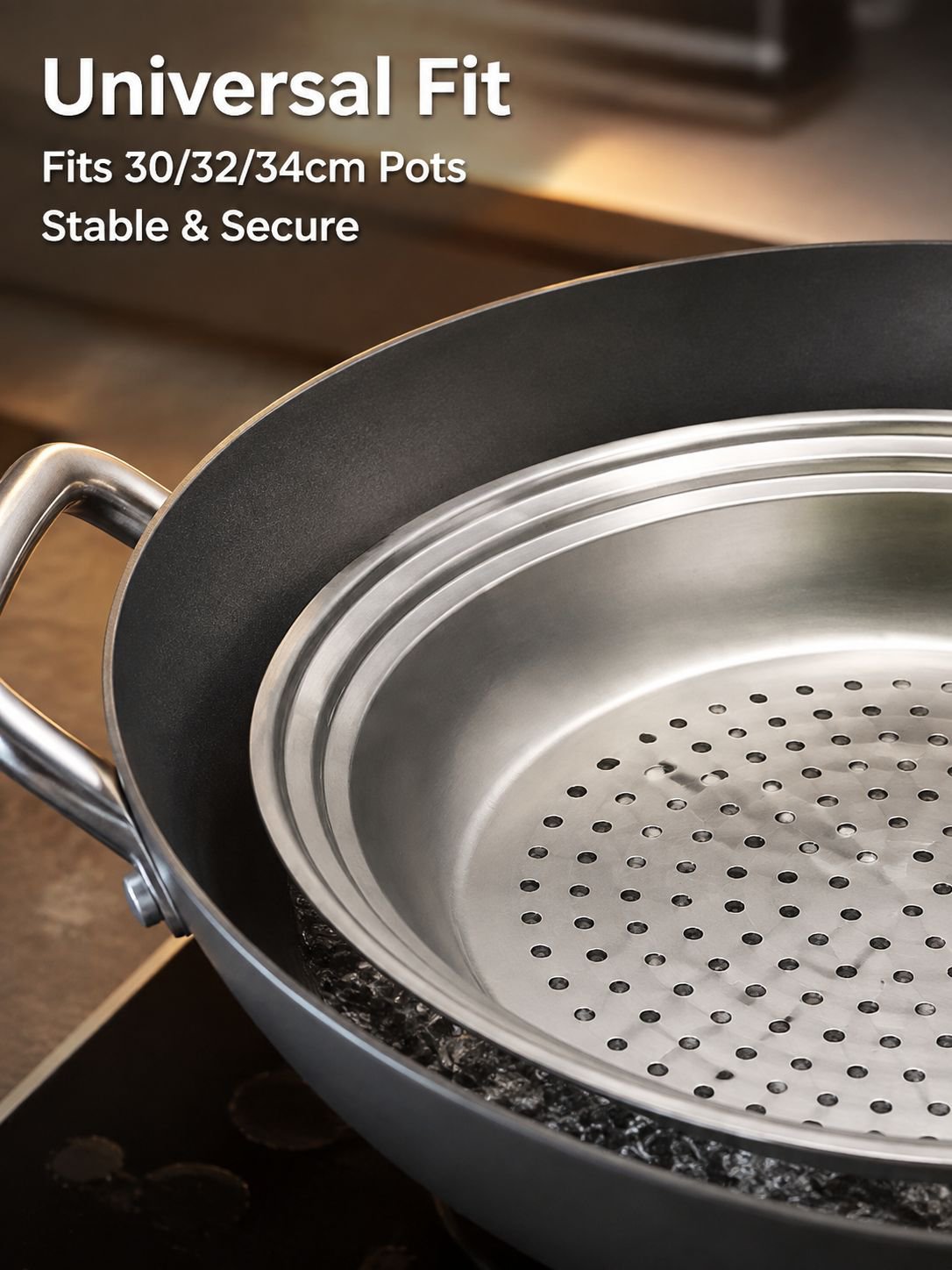 Stepped Universal Stainless Steel Steaming Tray