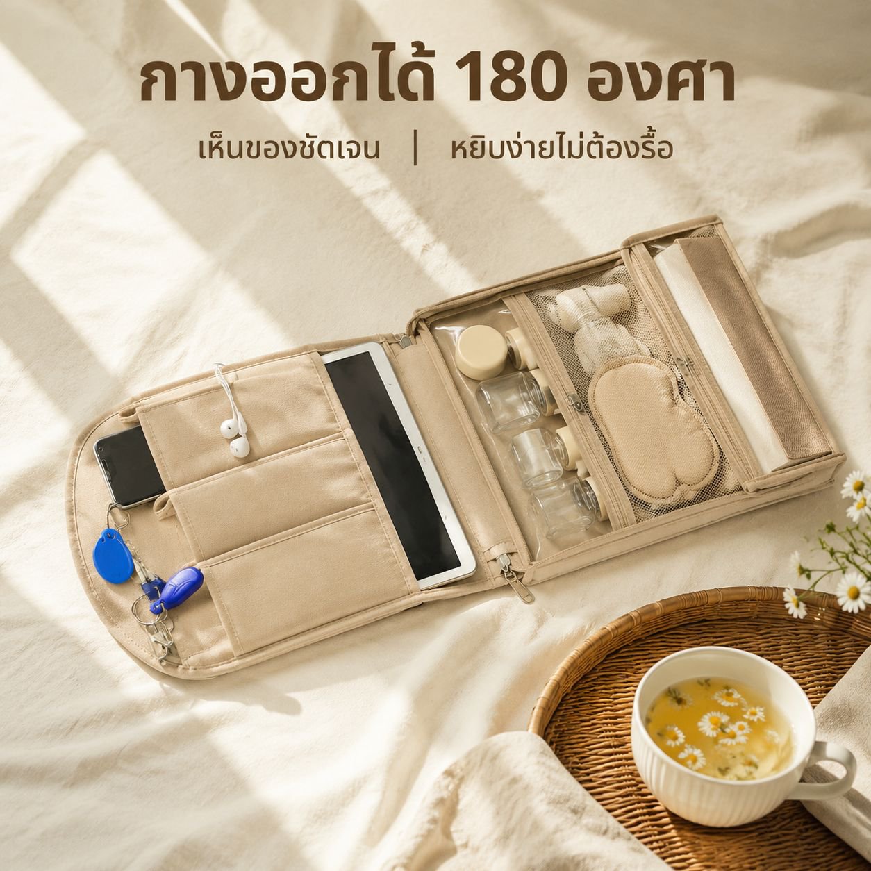 กระเป๋าจัดระเบียบเครื่องสำอางอเนกประสงค์สำหรับผู้หญิง