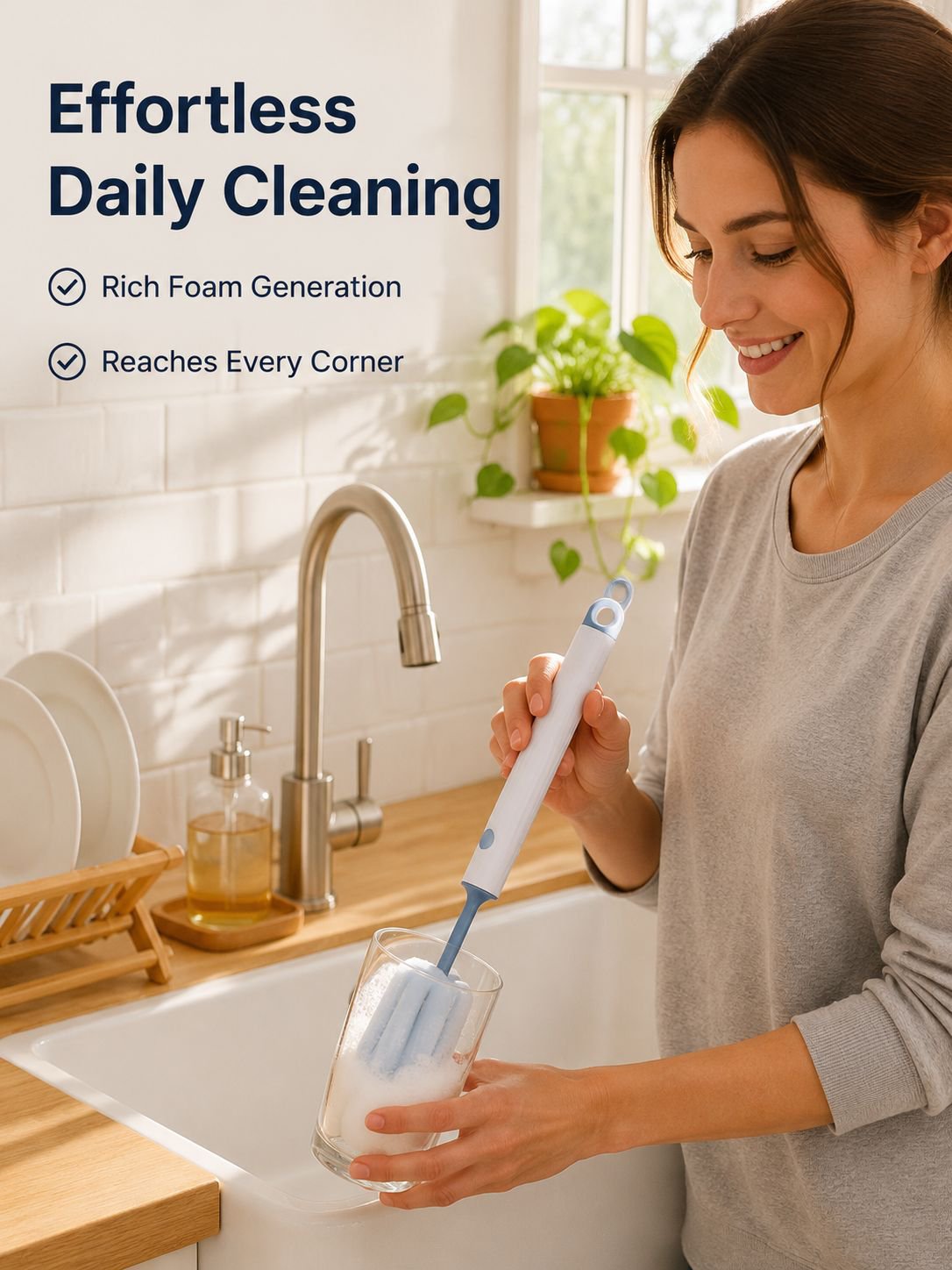 New style cup brush with long handle, a must-have for home use, a sponge brush with a replacement he