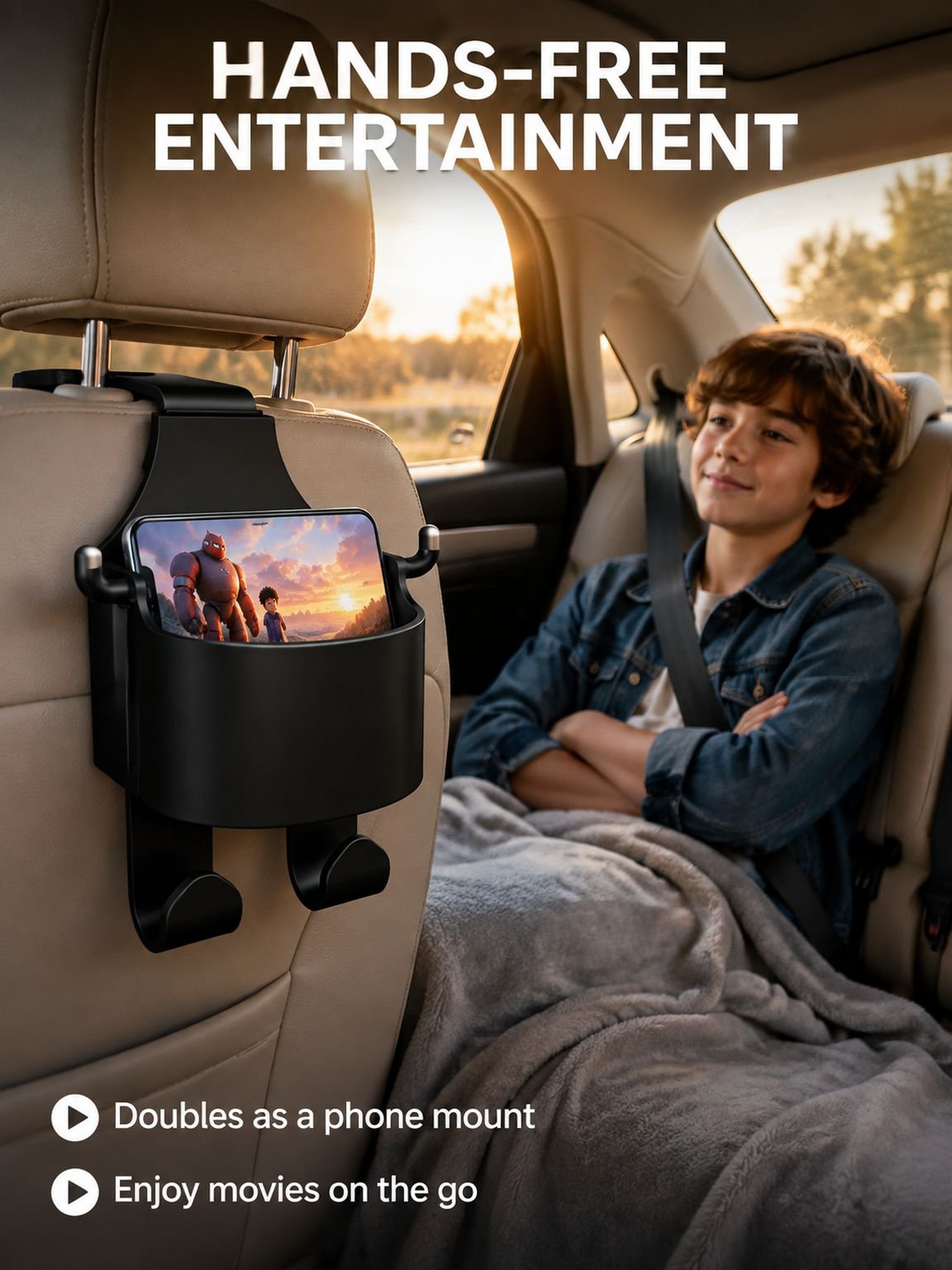 Car cup holder, phone holder, hook
