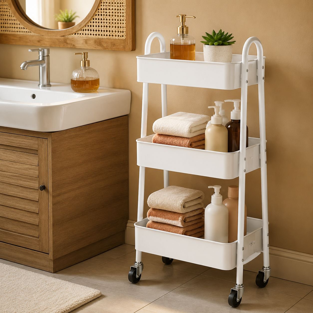 Estantes extraíbles hogar dormitorio aperitivos estante de almacenamiento cocina cuarto de baño esta