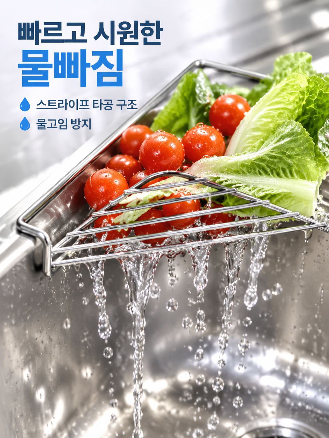 스테인리스 싱크대 배수 바구니 다기능 주방 야채 세척 및 식기 정리대