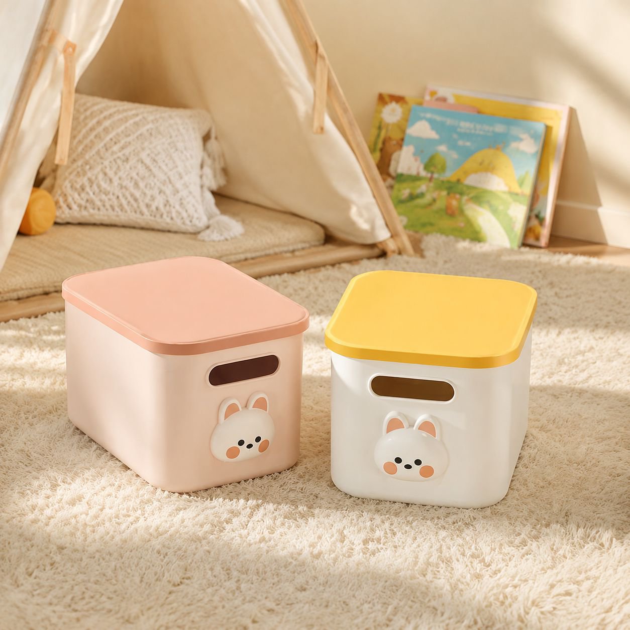 Desktop Storage Basket, Plastic Rectangular Organizer Box, Household Multi-purpose Storage Container