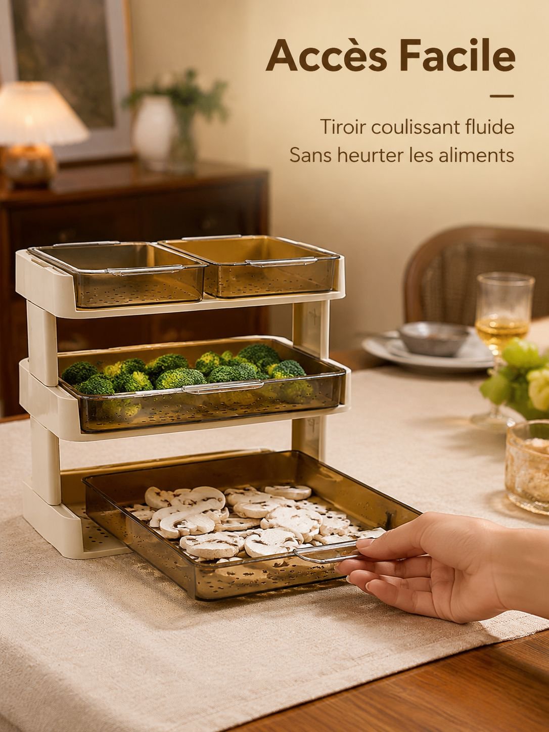 Étagère de cuisine pour organiser les légumes et les plats
