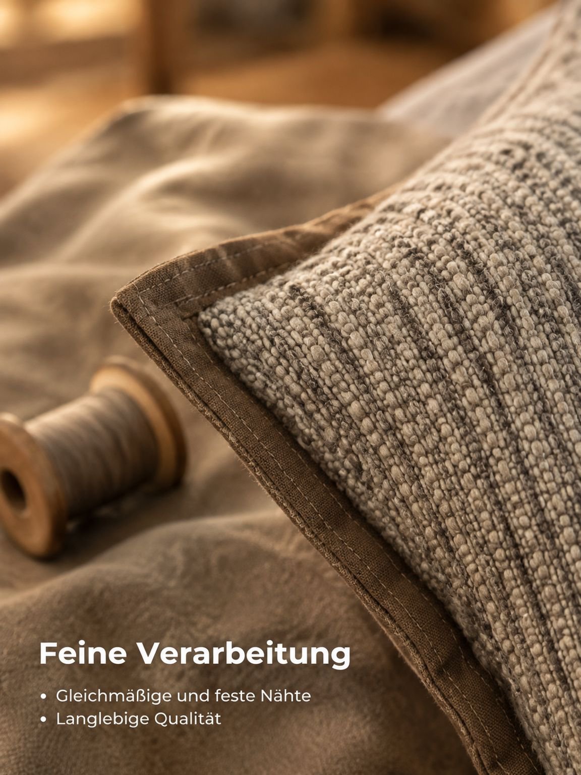 Braunes Lendenkissen mit Wabi-Sabi Design als gemütliches Wohnaccessoire