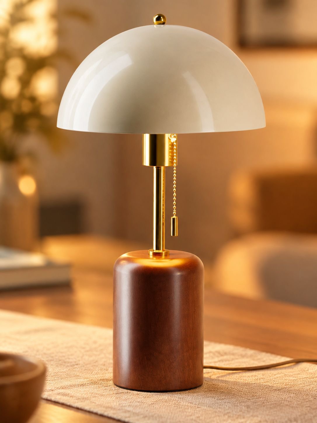 Dekorative Holz-Tischlampe für den Nachttisch