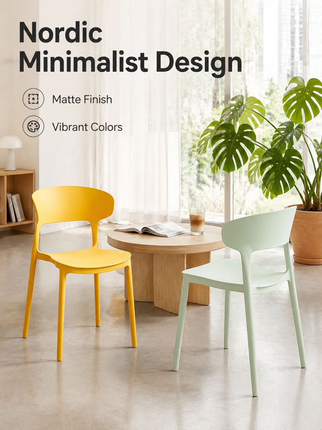 Plastic chair, thickened backrest chair for home use