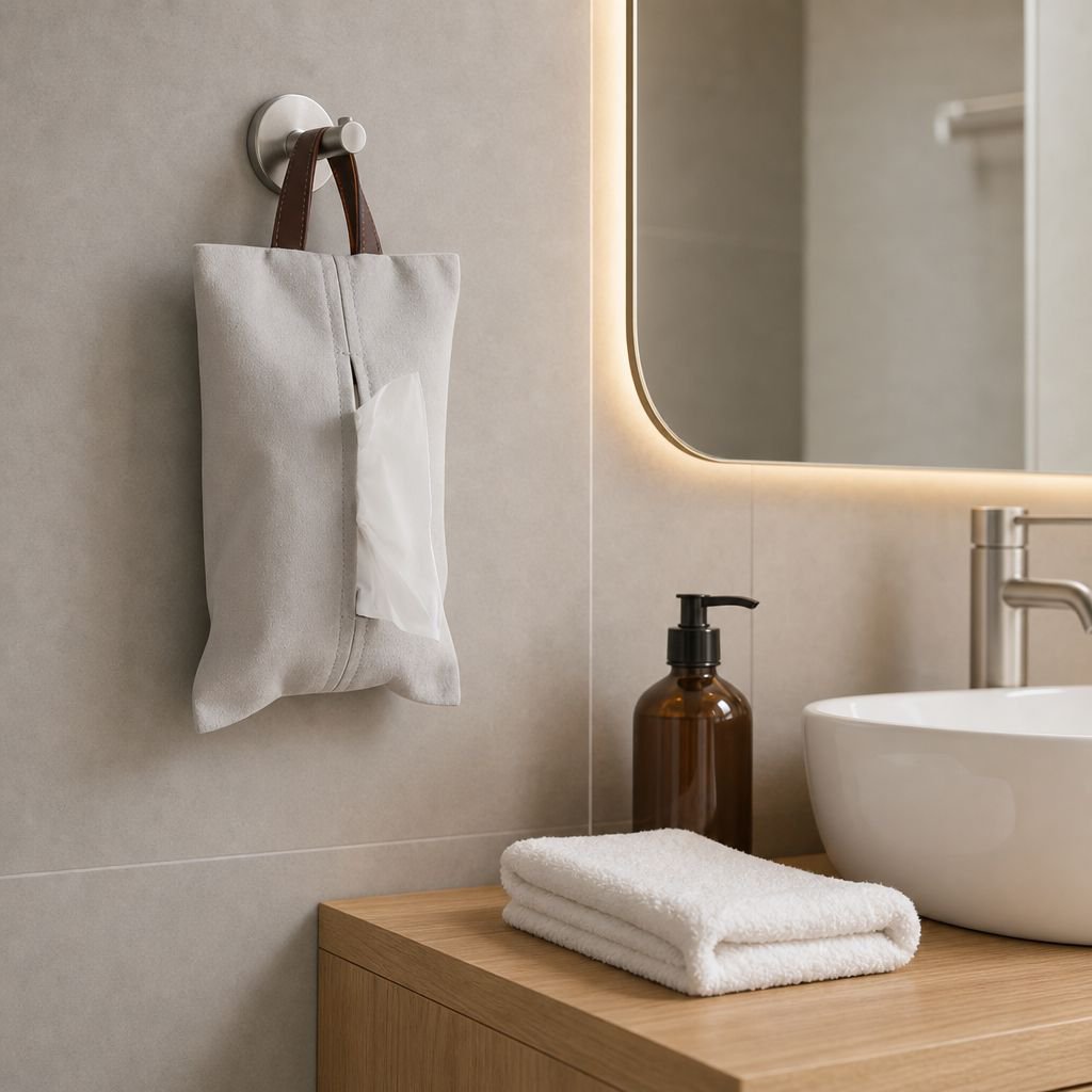 2-Way Wall-Mounted/Flat Tissue Case, Space-Saving, Ideal for New Living