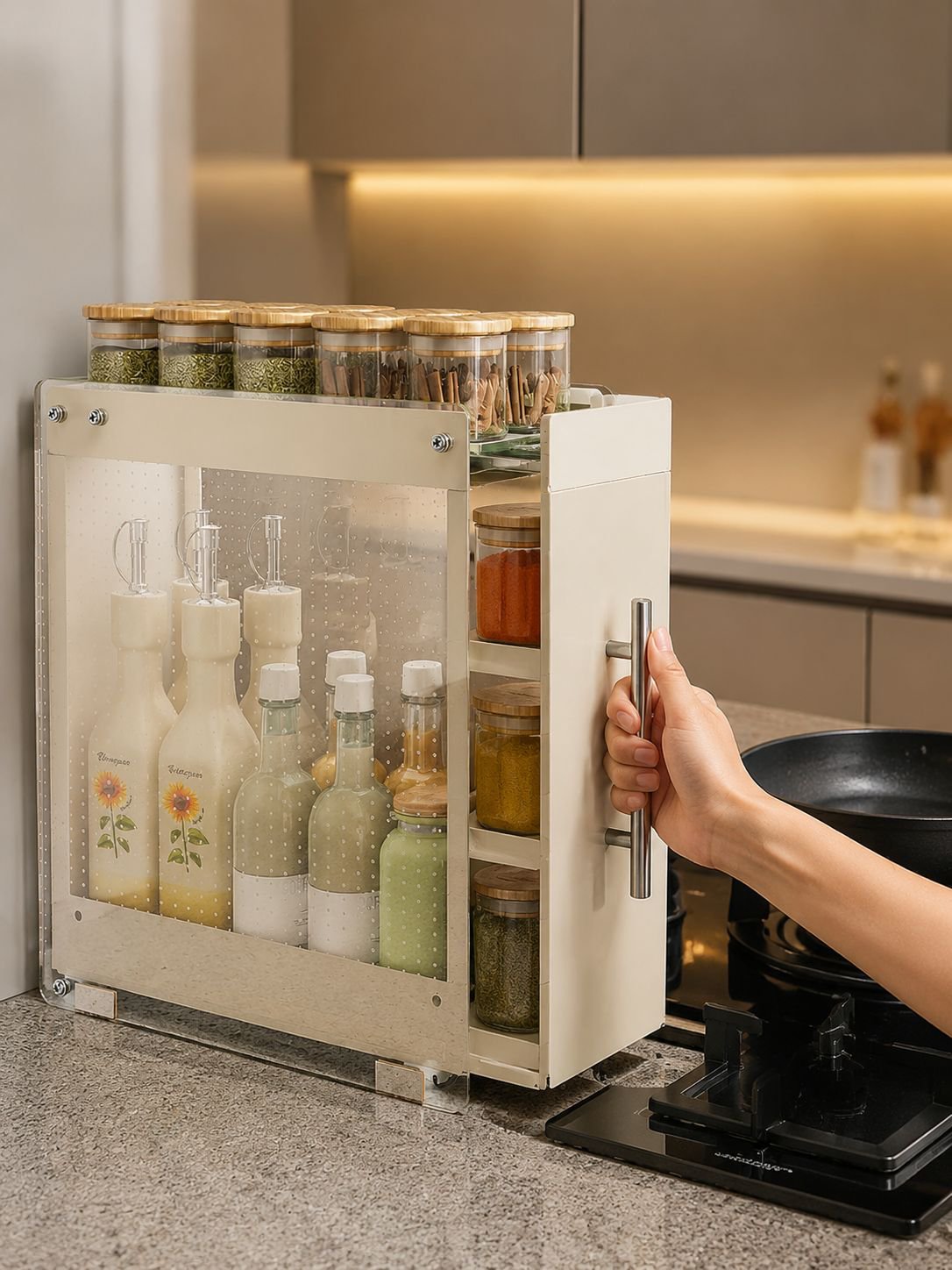 Estante de almacenamiento de especias extraíble para cocina, estante de almacenamiento de pared para