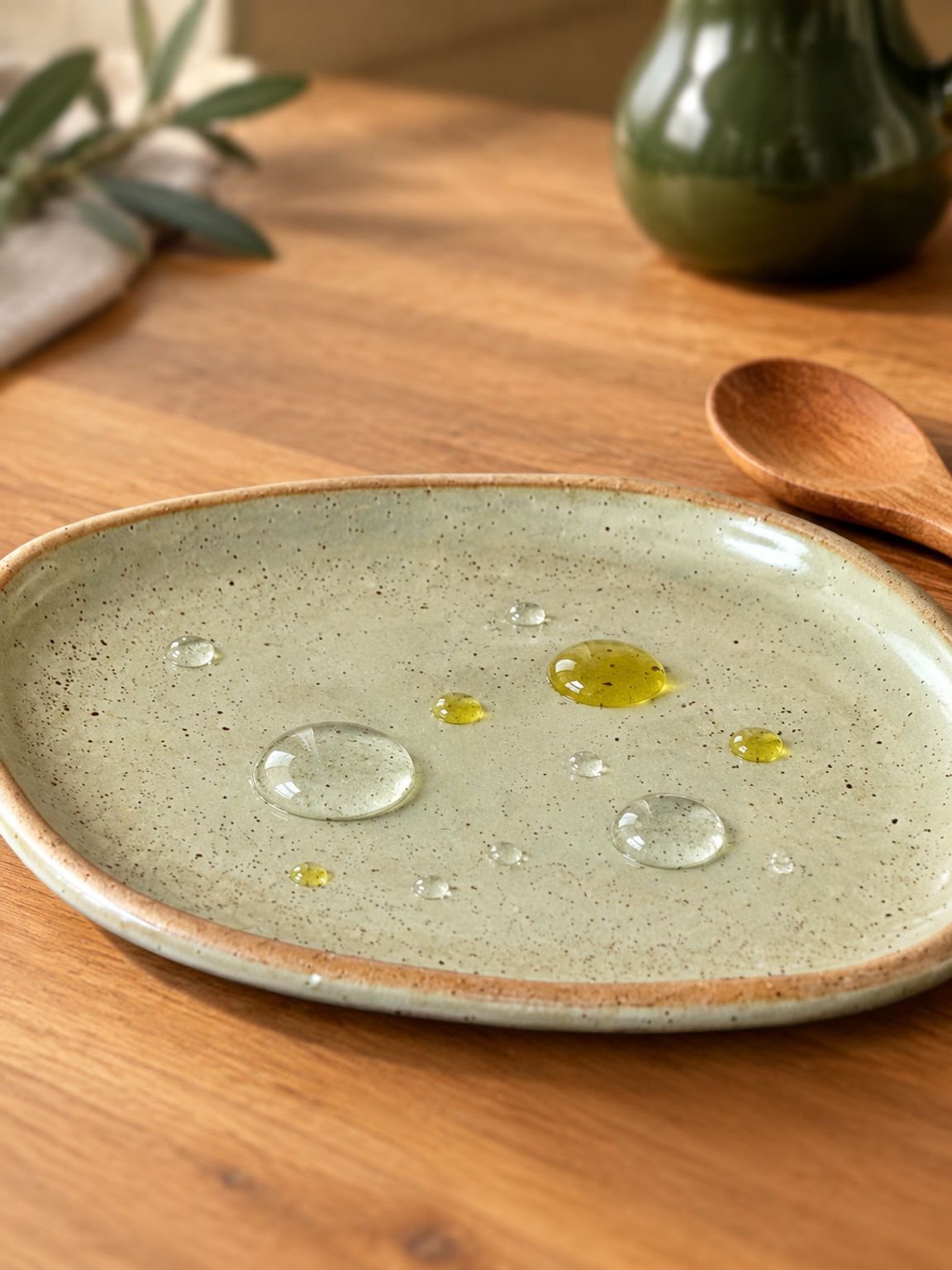 Plato ovalado decorativo estilo japonés en uso