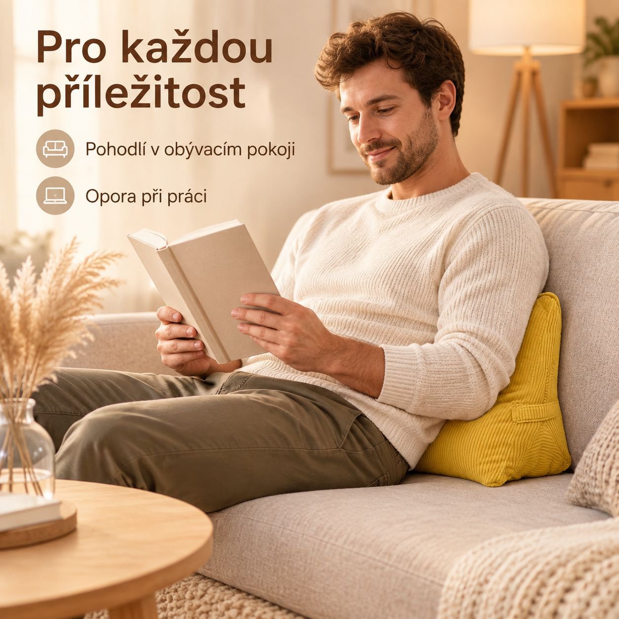 Bederní opěrný polštář na pohovku do obývacího pokoje