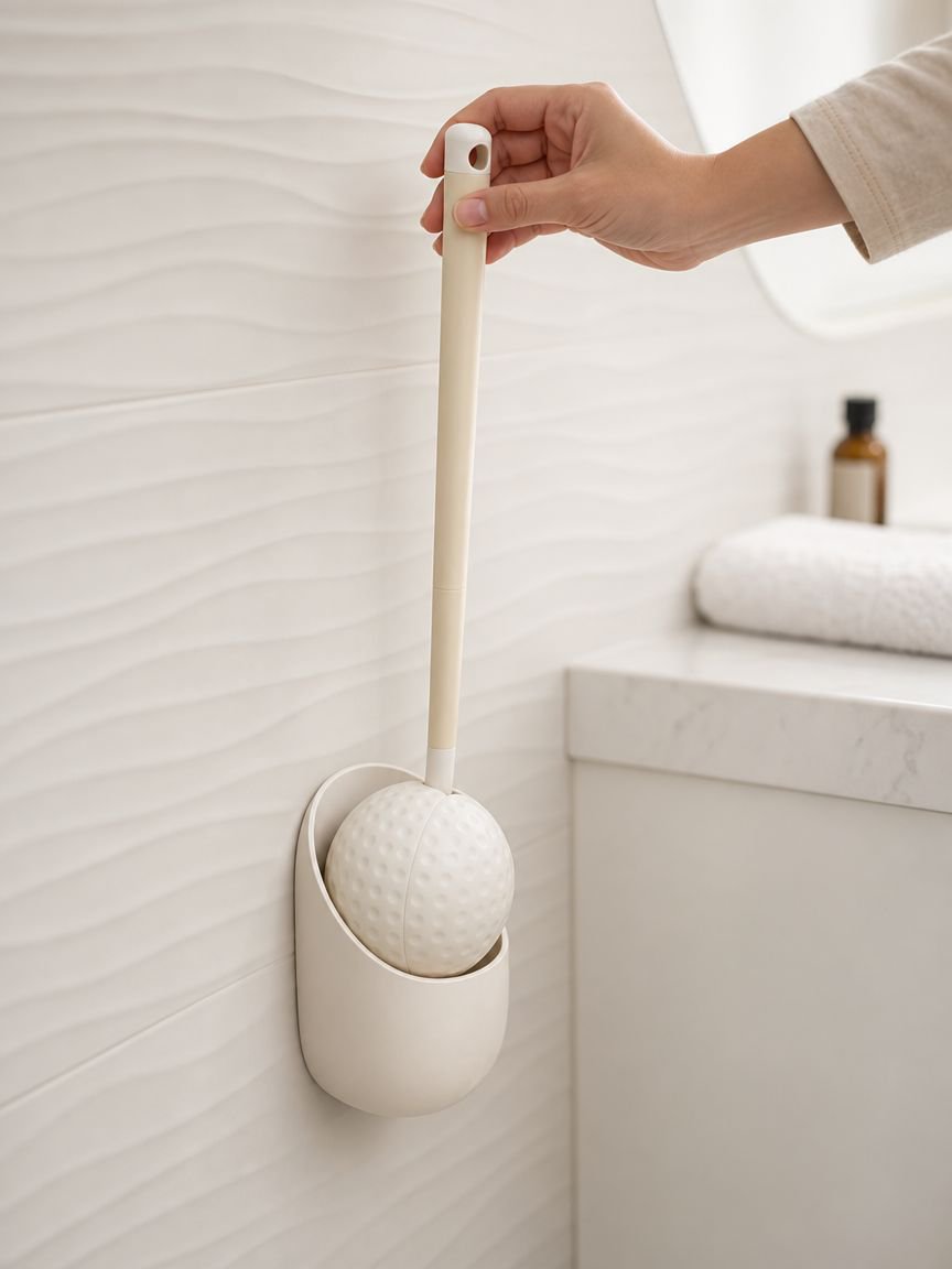Golf Double-Sided Toilet Brush with wall-mount holder