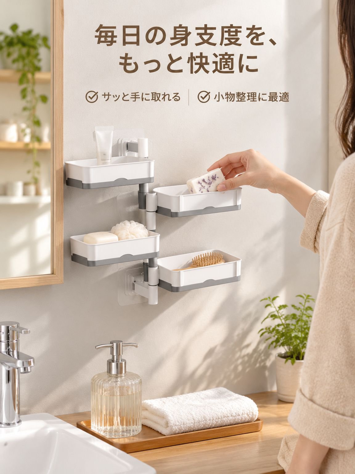 多層水切り壁掛け式収納ラック