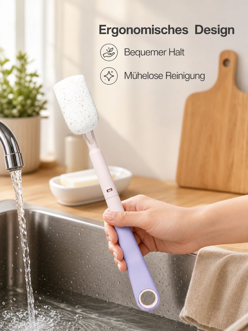 Baby-Flaschenbürsten-Set aus Zellstoff-Baumwolle und Silikon, tragbares Reinigungsset für unterwegs