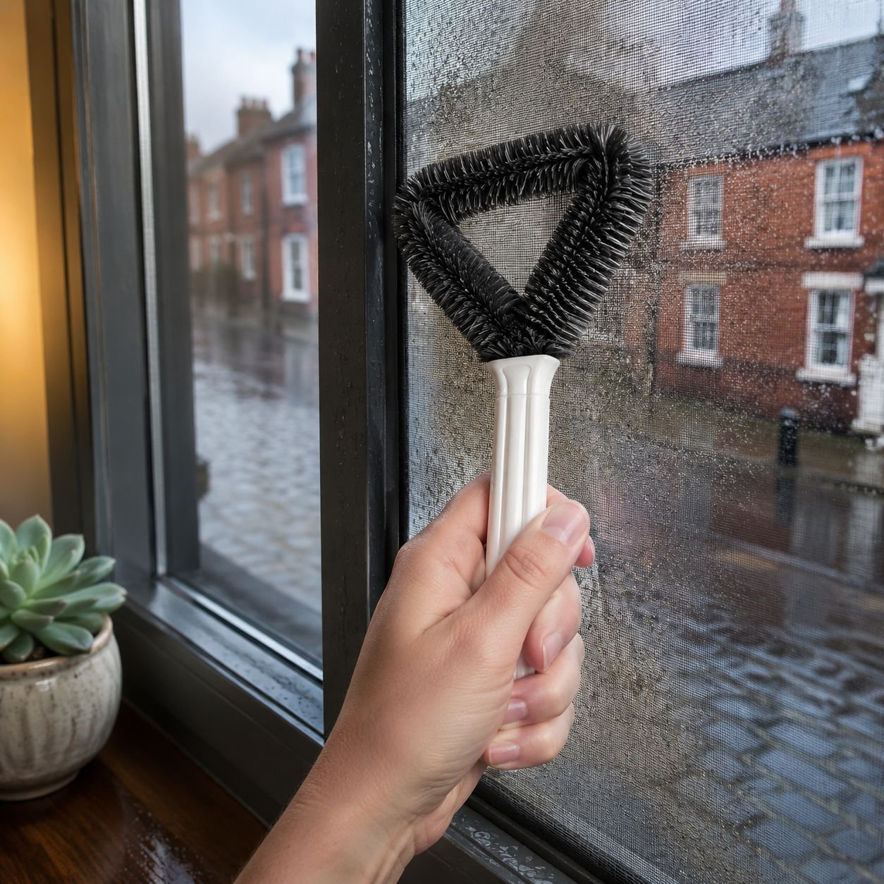 Durable Japanese Mesh Brush in action