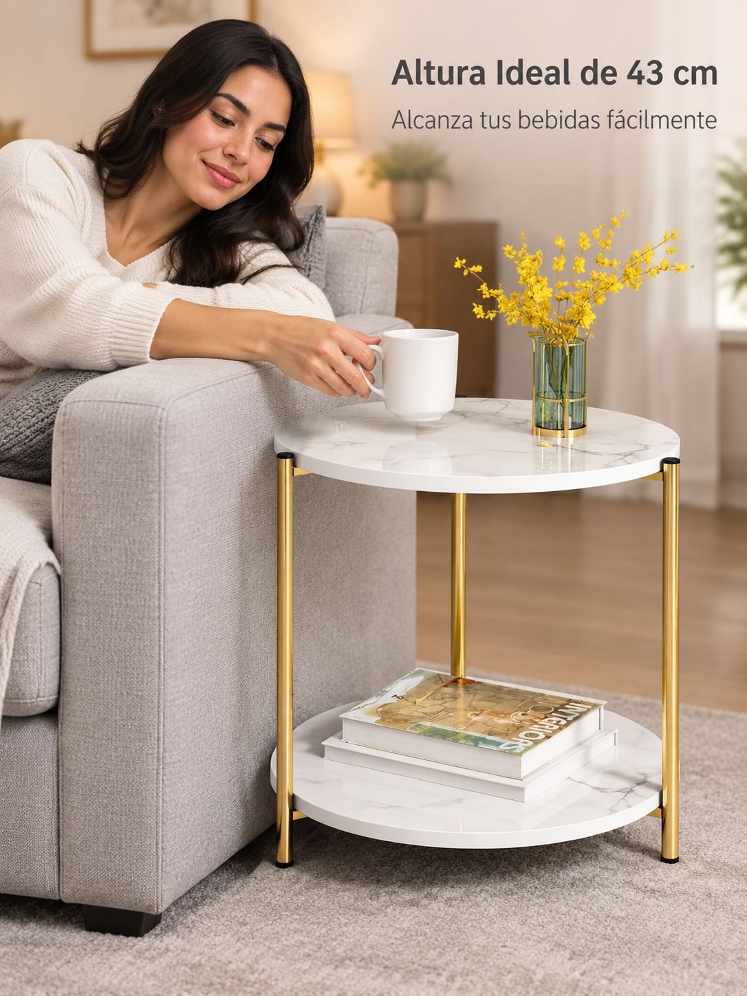 Mesa de centro de madera para sala de estar elegante