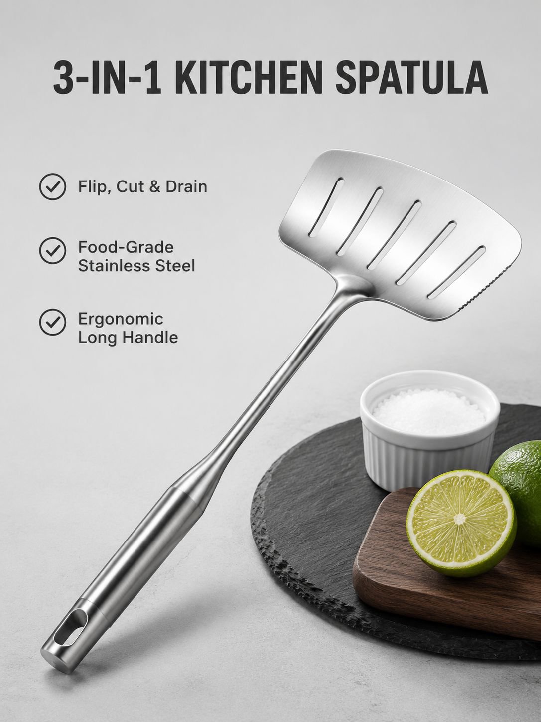 Multi-functional stainless steel spatula