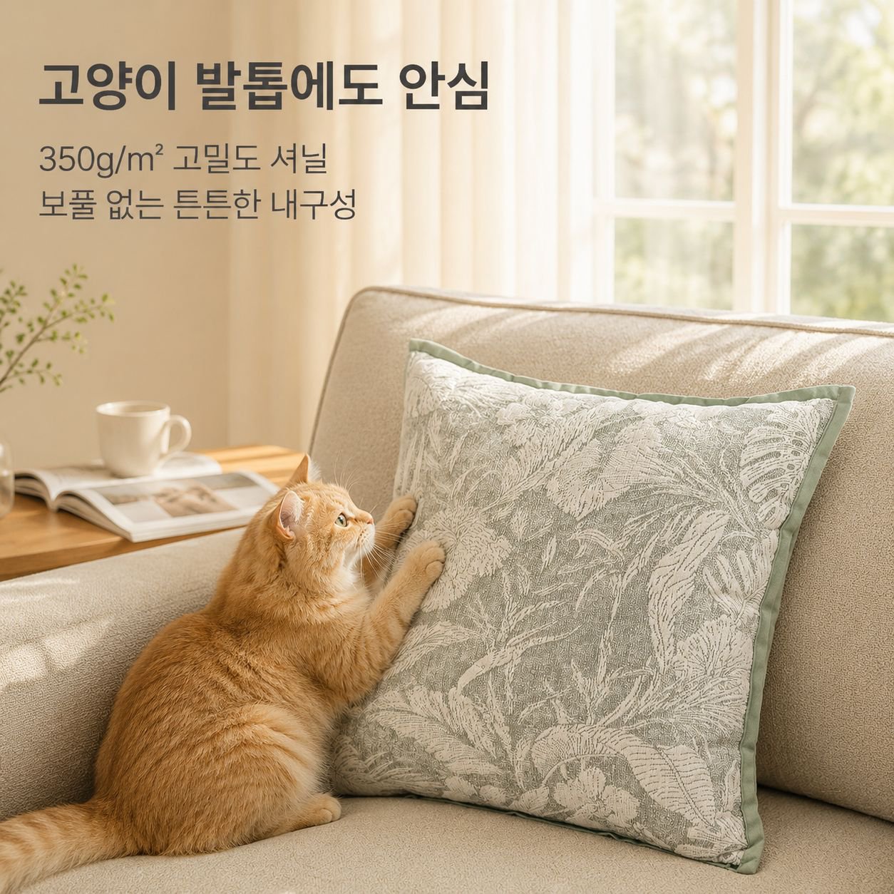심플한 사각형 셰닐 소파 쿠션