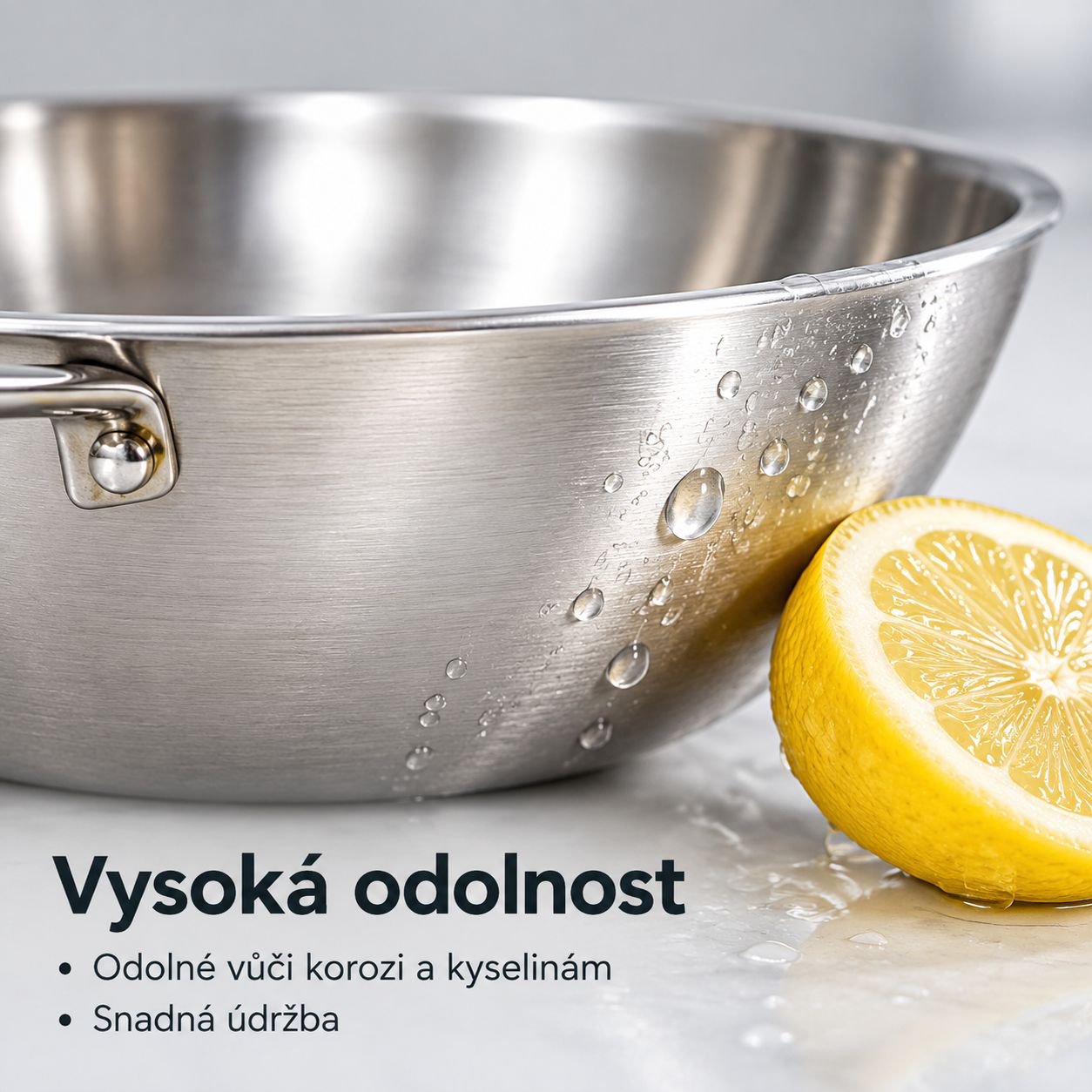 Zesílená pánev Wok z nerezové oceli 316 bez povrchové úpravy, pro indukci a plyn