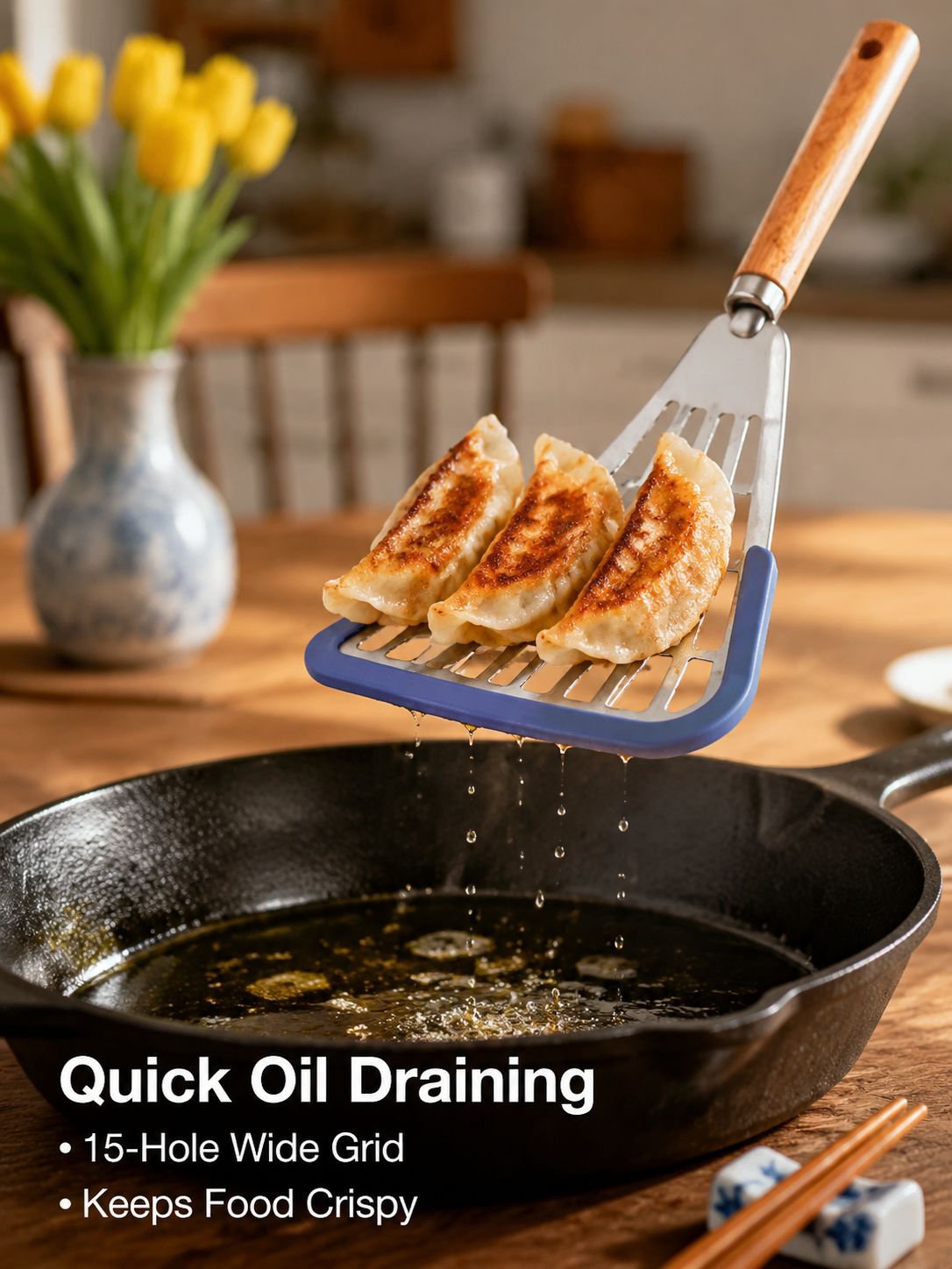 Solid wood silicone spatula