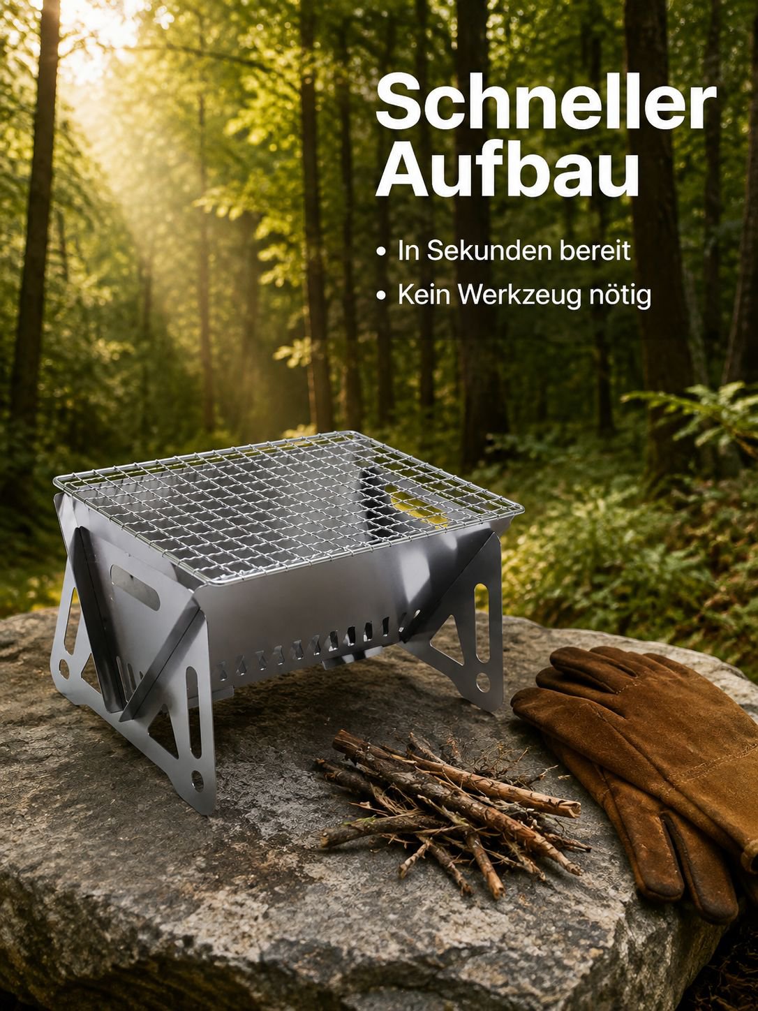 Outdoor Faltbarer Mini-Grill Tragbarer Edelstahl-Kartenofen