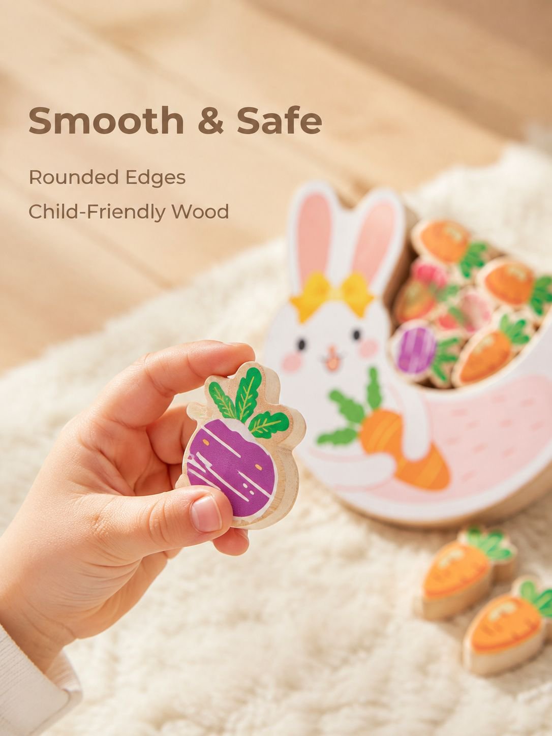 Children's Rabbit Balance Stacking Wooden Blocks Stacking Game, Educational Board Game for Babies an