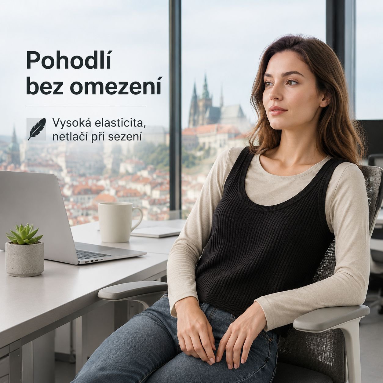Dámská sada: vesta s U výstřihem a dlouhý rukáv tričko