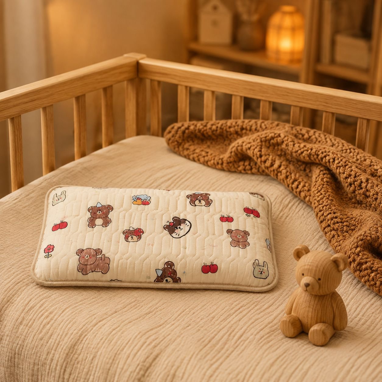 Baby bedding set with floral latex pillow