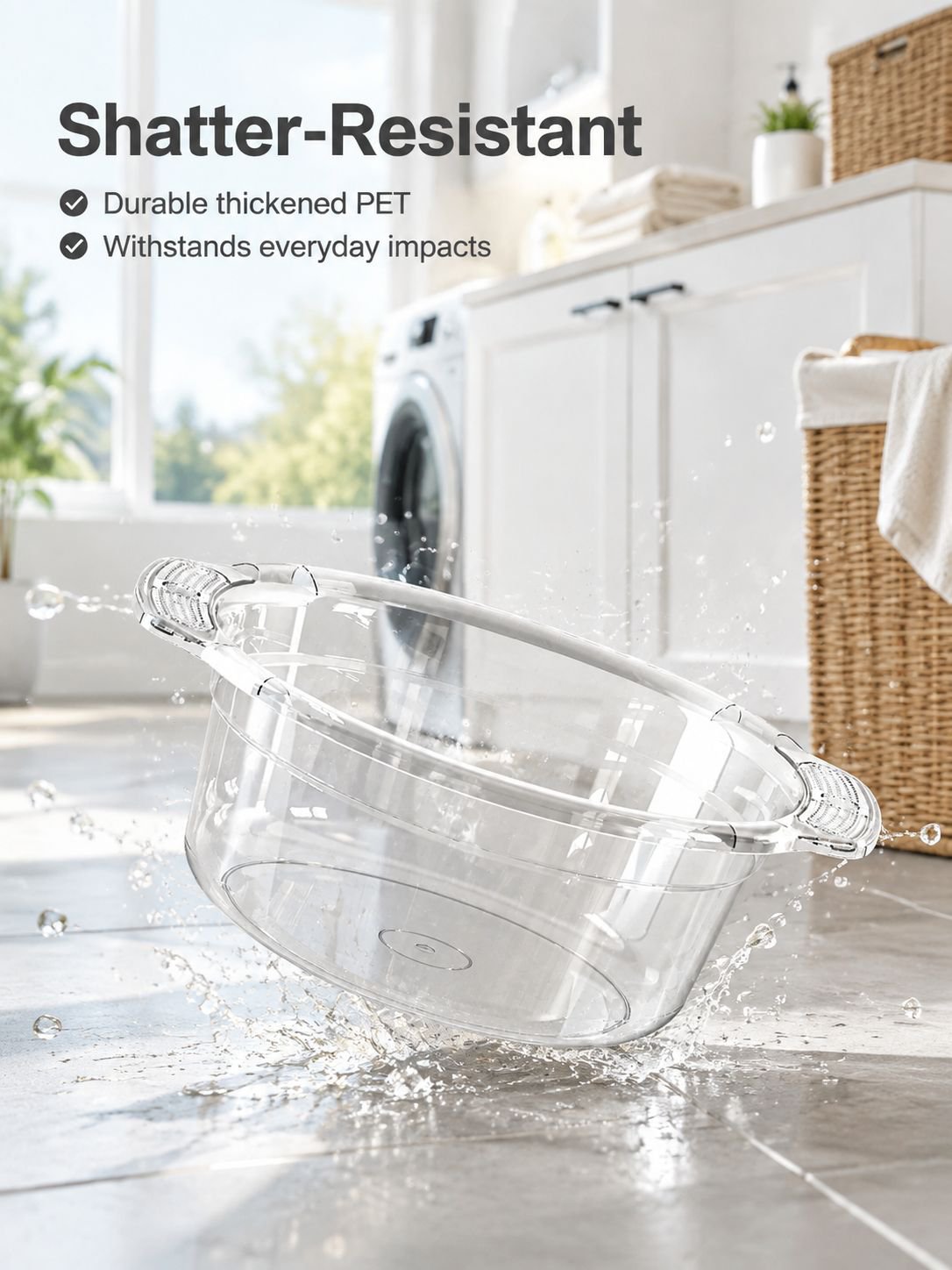 Portable plastic washing bowl for daily household cleaning
