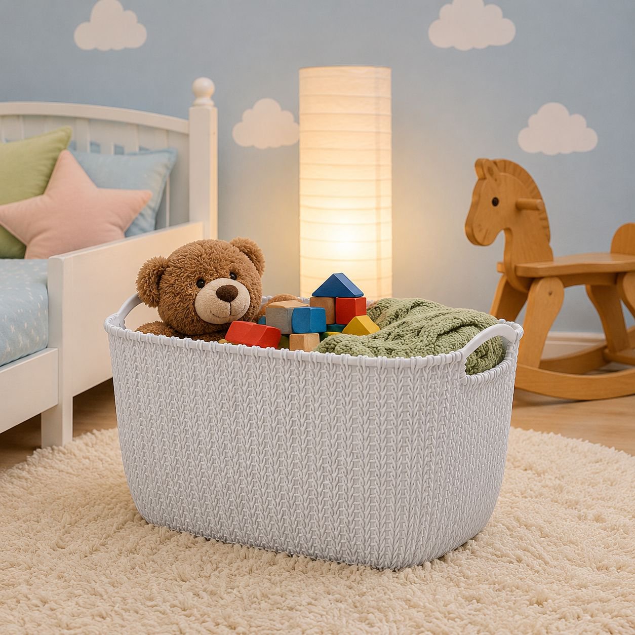 Plastic Dirty Laundry Basket, Large Clothes Storage Bucket, Bathroom Organizer Bin