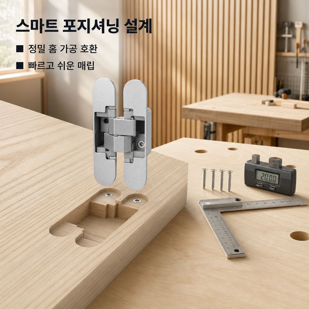 히든도어 전용 숨은 경첩 매립형 3D 목문 외여닫이 힌지