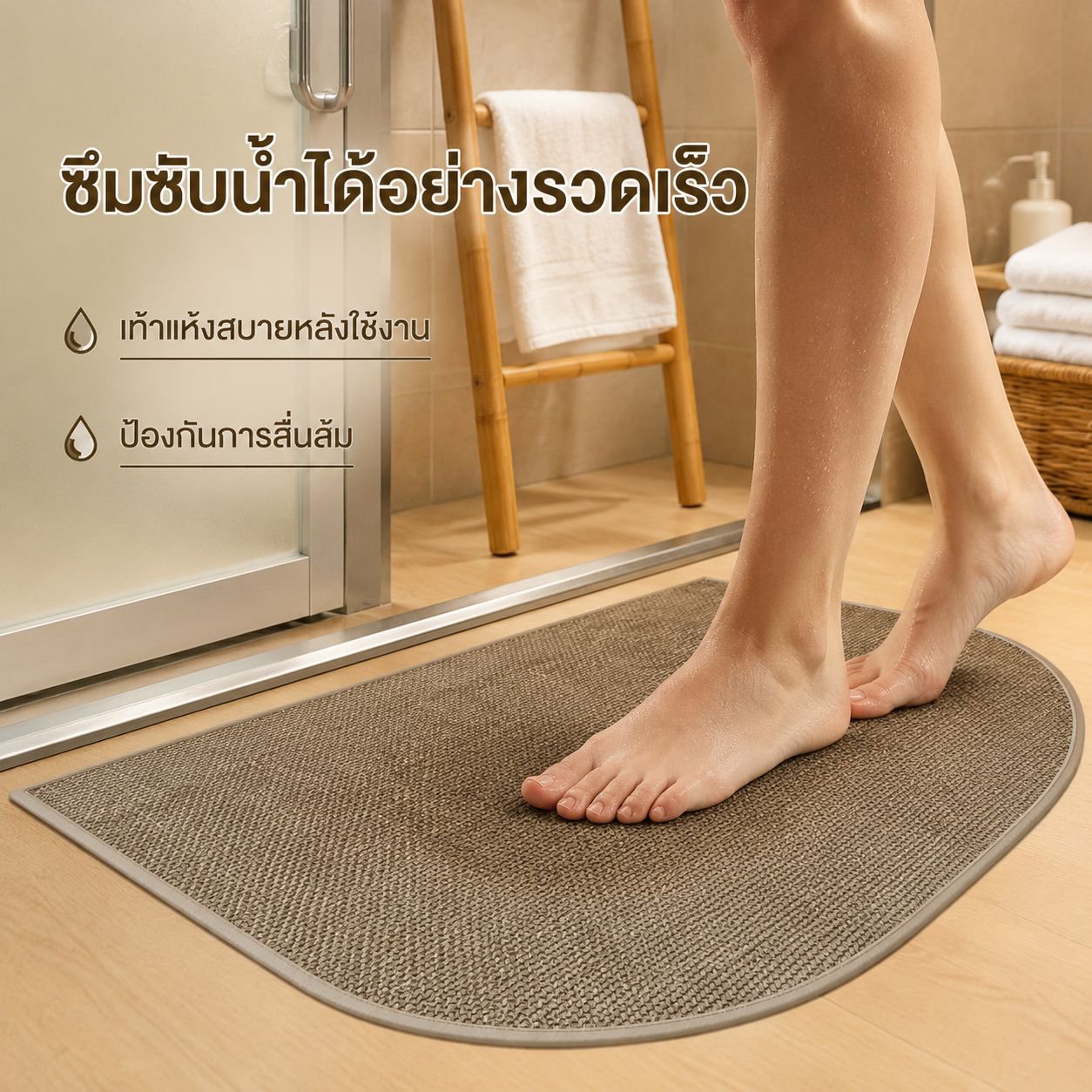 พรมปูพื้นประตูห้องน้ำกันเปื้อนและกันลื่น