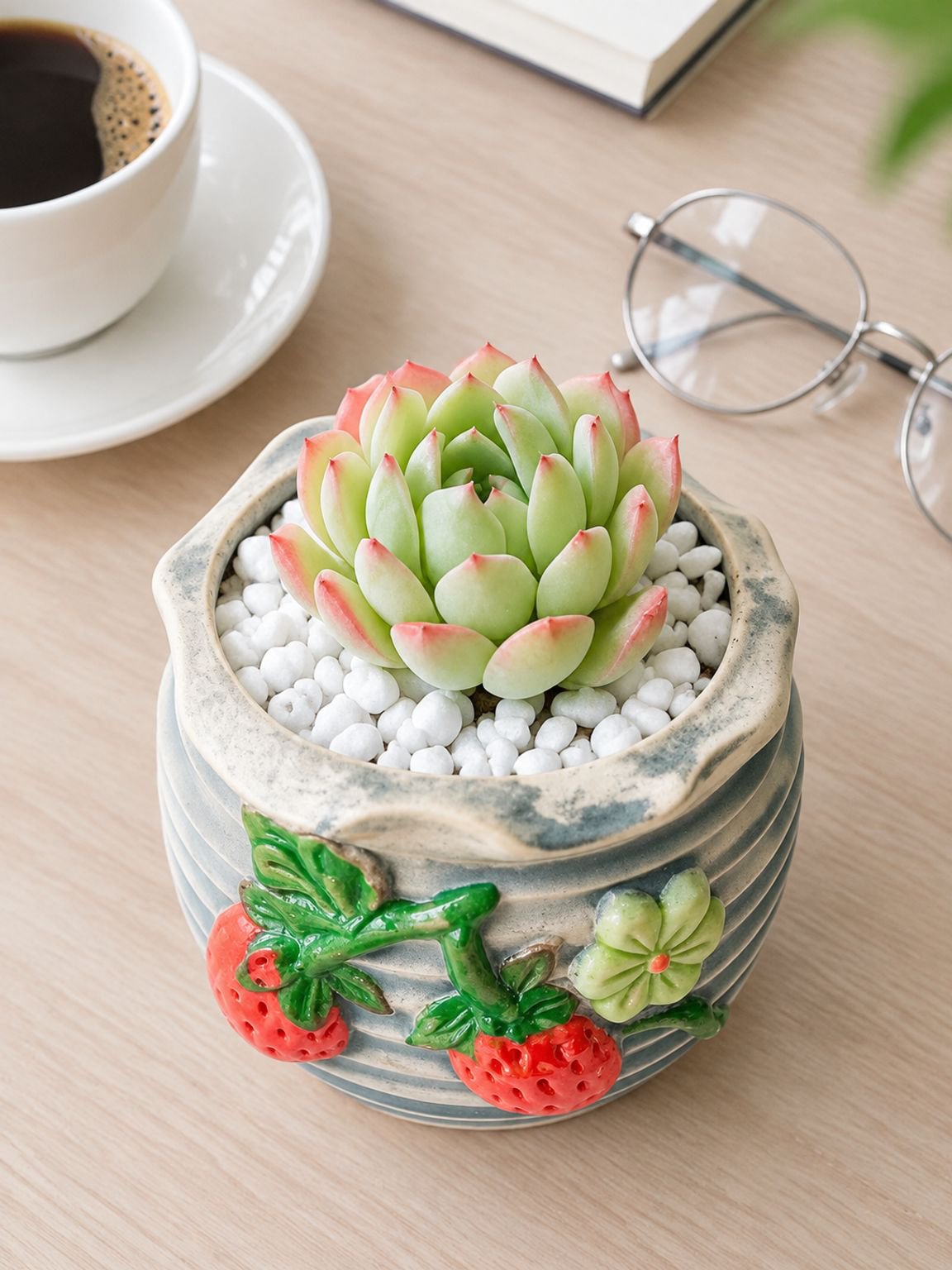 Petits pots d'intérieur avec pot en céramique