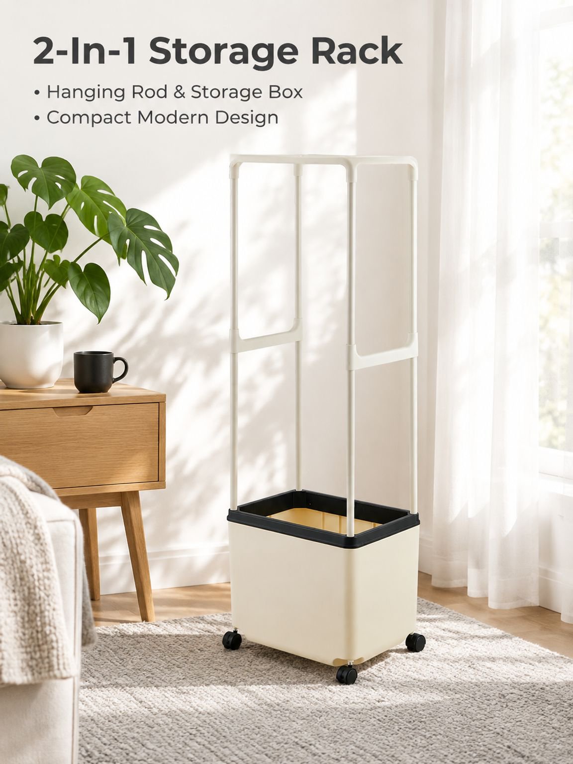 Bedside storage rack with wheels